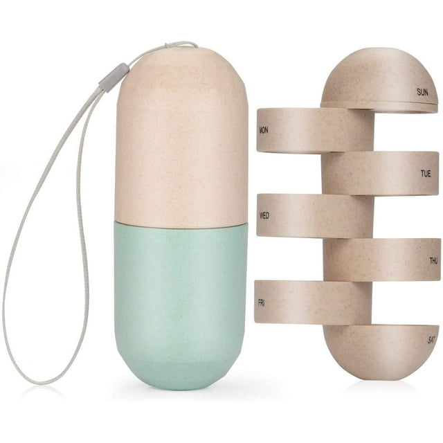 Weekly Pill Organizer, Waterproof Portable Travel 7 Day Pill Box Design for Vitamins, Fish Oil, Supplements and Medication