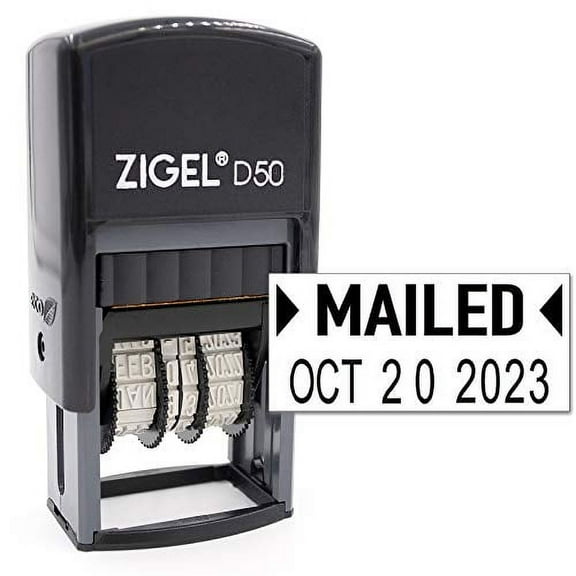 ZIGEL Date Stamp with MAILED - Self Inking Date Stamp - Black