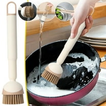 Rotating Long-Handle Pot Cleaning Brush | NonSlip Ergonomic Grip | Includes Auxiliary Tweezers | Multi-Functional Kitchen Scrubber Tool for Pots, Pans, Deep Dishes | Durable HIPS PET Material