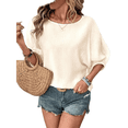 thumbnail image 3 of Camisetas de 3/4 para Mujer, Blusas Básicas de Cuello Redondo para Negocios. Albaricoque M, 3 of 10