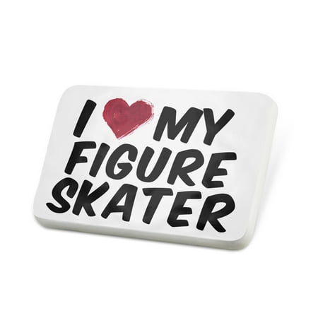 Porcelein Pin I heart love my Figure Skater Lapel Badge –