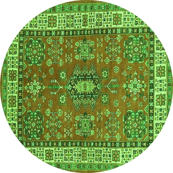 Ahgly Company Indoor Round Persian Green Traditional Area Rugs, 3' Round