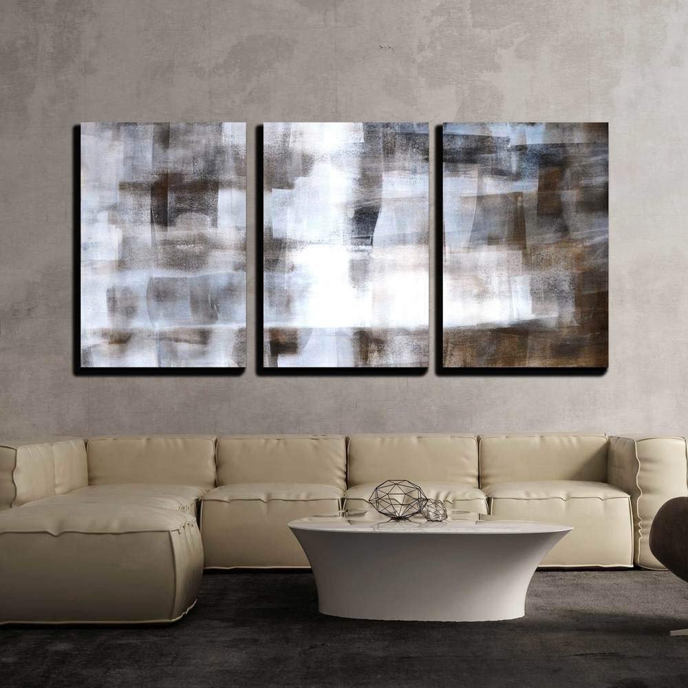 Wall26 3 Piece Canvas Wall Art - Brown and White Abstract Art Painting ...