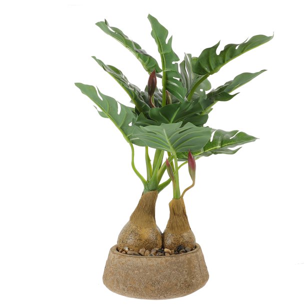 NUOLUX De Con Planta Artificial Monstera De Hojas Con Maceta Compacta Y Duradera