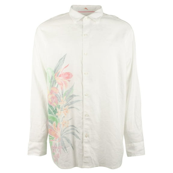 Tommy Bahama Men's Long Sleeve Floral Shirts White XXL