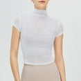 thumbnail image 4 of Shirts For Women Retro High Neck Yoga Smock Sports Fitness Mesh Sunscreen Yoga Wear White Loose Fit Basic Blouse L, 4 of 4