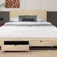 thumbnail image 2 of Queen Size Beige Bed With Corduroy Decoration And Wing Flair - No Box Spring, Cozy Velvet, Platform Enhancement Detail Luxury Strong Bedroom Facility, 2 of 6