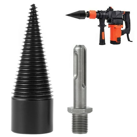 

Wood Splitting Drill Bit High Speed Steel Firewood Log Splitter Drill Bit Wood Punch Cone Driver Drill Bit Woodworking Tool with Connecting Rod for Electric Drill Power Tool