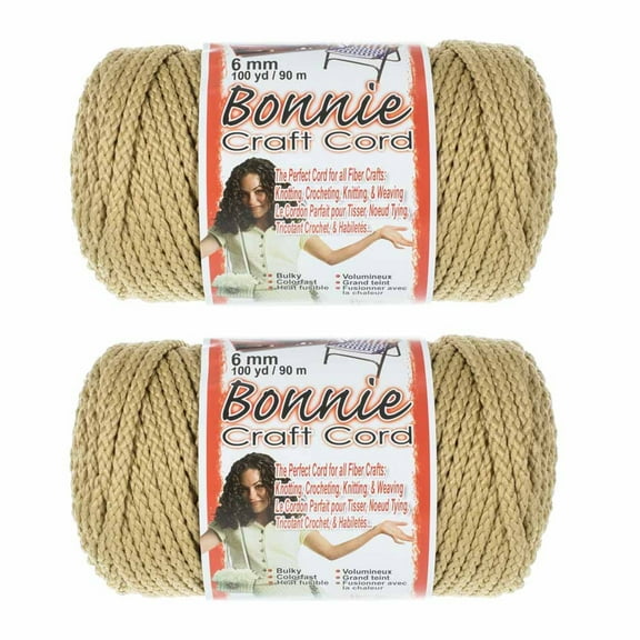 2 Pack Bonnie Macrame Cord - 6mm - 100 yd Lengths - Various Colors