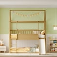 thumbnail image 3 of Bellemave House Bunk Bed with Convertible Slide and Ladder Twin over Twin Low Bunk Bed Frame Floor Bunk Bed with High Guardrails(Natural), 3 of 10