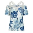 thumbnail image 4 of Blusa superior sexy de manga corta con retazos de encaje con cuello en V de verano para mujer OAVQHLG3B Store  lin121212, 4 of 4