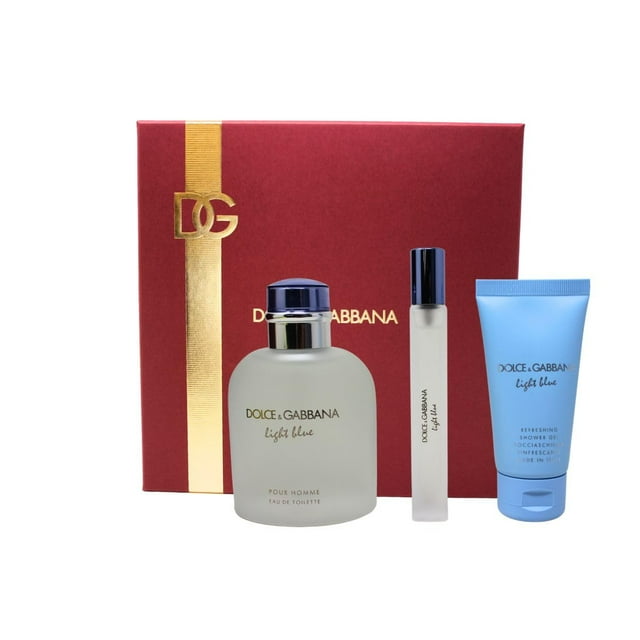 Set de 3 piezas de perfume Dolce & Gabbana azul claro para hombre
