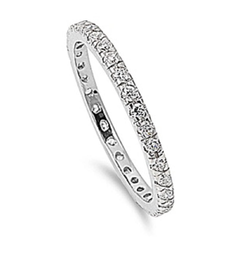 Stackable Eternity Cubic Zirconia Ring Sterling Silver 925