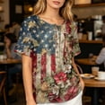 thumbnail image 6 of JULMCOMO American Flag Cotton Linen T Shirts for Women 1776 Henley Shirts Independence Day Summer Tops with Chest Pocket Khaki XL, 6 of 9