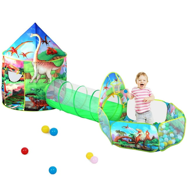 Bolígrafo Play Tent PigPen de 3 piezas con forma de dinosaurio con piscina de bolas para niños de más de 36 m