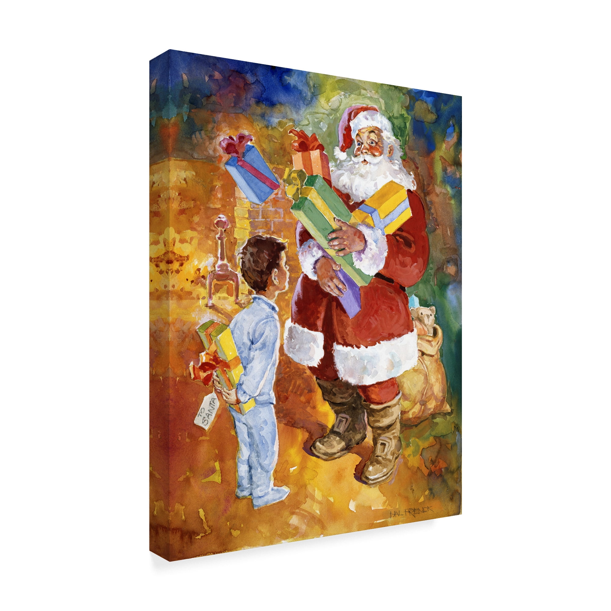 Trademark Fine Art 'Santa Bearing Gifts' Canvas Art by Hal Frenck