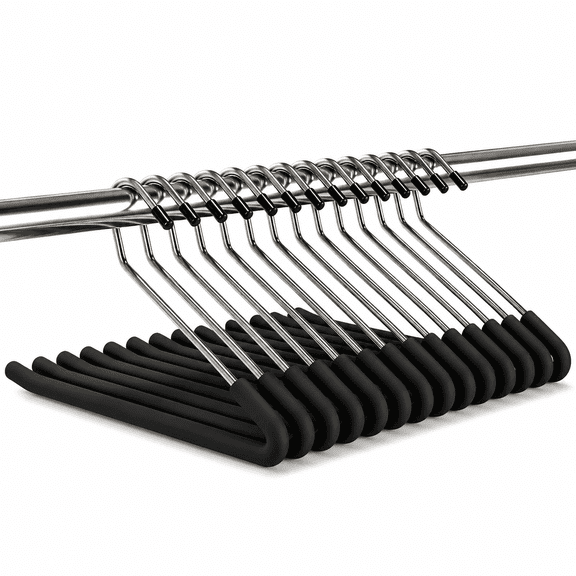 Heavy Duty Non-Slip Pants Hangers with Foam Grip – Open-Ended Metal Clothes Hangers for Jeans, Trousers, and Slacks, 10-Pack, Wrinkle-Free Storage Solution