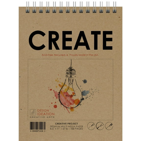 Creative Project Sketchbook. Wire Bound. Mixed Media Paper. (8.5" x 11") WB-50100-TS. (1 Book)