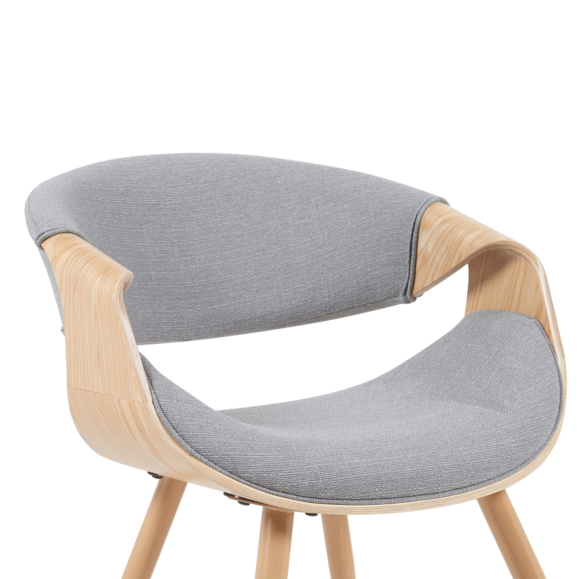 Butterfly Mid-Century Upholstered Dining Chair in Grey and Patterned Oak Finish
