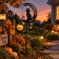 thumbnail image 7 of Halloween Crescent Moon Pumpkin Solar Stake Light, Star Hollow Cutout Ground Lamp, Anti Rust Halloween Decorations Party for Yard Walkway black, 7 of 7