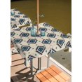 thumbnail image 2 of Outdoor Tablecloth with Umbrella Hole for Patio/Picnic/Party/Camping, Beige Teal Blue Boho Waterproof Table Cloth Square Cover Washable, Farmhouse Tribal Diamond Vintage (54"x 54"), 2 of 9
