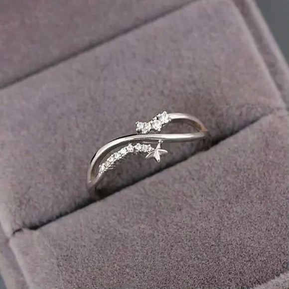 HOOUN Fashion Cubic Zirconia Silver Plated Engagement Ring Women Jewelry Gift Size5-11-7