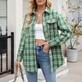 thumbnail image 2 of Annhoo Women's Classic Plaid Shirt Fall Button down Collared Casual Long Sleeve Shirts Loose Comfy Tops with Pockets, 2 of 6