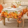 thumbnail image 2 of Softalker Thanksgiving Jacquard Rectangle Tablecloth, Fall Harvest Pumpkins Sunflower Table Cloth, Damask Fabric Washable Table Cover Decoration for Autumn Holiday, Dining, Party, 60 x 120 Inch, 2 of 6