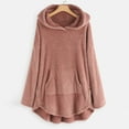 thumbnail image 4 of Fesfesfes Women Hooded Fleece Asymmetrical Button Hem Plus Size Hoodie Top Sweater Blouse Under $10, 4 of 9