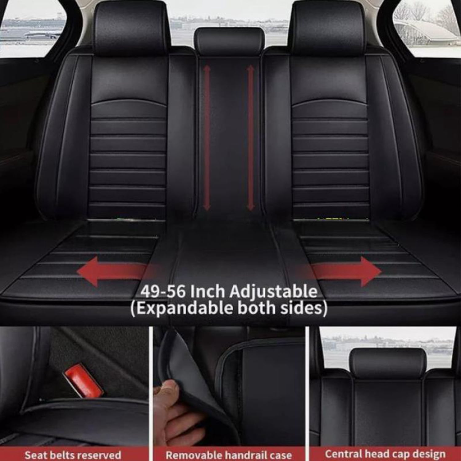 Seat Cover for Toyota RAV4 2013-2026: Car Seat Covers Full Set Waterproof Faux Leather Seat Cover Cushion Protector (Black)