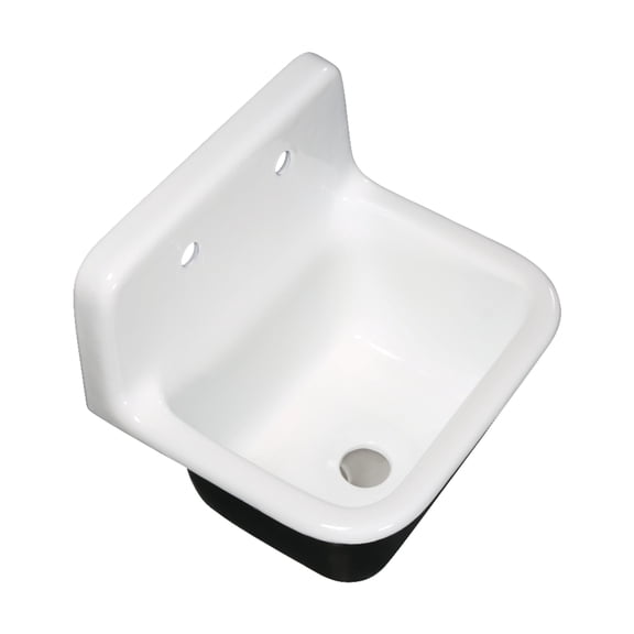 Fauceture GCKWS221822 Petra Galley 22" Cast Iron Single Bowl Wall Mount Kitchen Sink (2-Hole), White