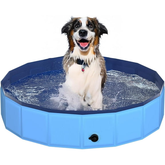 SAVALETOR Foldable Dog Pet Bath Pool,Collapsible Dog Pet Pool,Bathing Tub Kiddie Pool,Doggie Wading Pool for Puppy Small Medium Large Dogs Cats and Kids 48" Blue