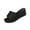 Black, variant on Lace Overlay Wedge Slides For Women Open Toe Slip On Comfort Casual Summer Footwear