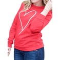 thumbnail image 4 of TWZH Women Round Neck Long Sleeve Heart Print Casual Regular Fit Tops Shirt, 4 of 6