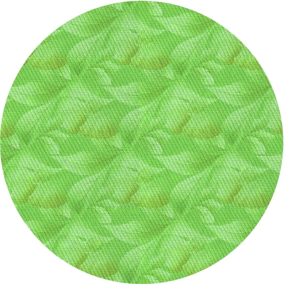 Ahgly Company Machine Washable Indoor Round Transitional Emerald Green Area Rugs, 6' Round