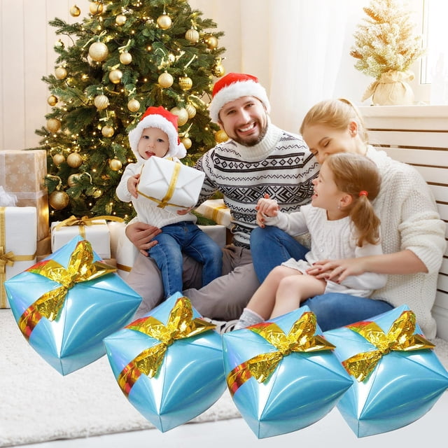 Caja de Regalo de Globos de Aluminio de Año Nuevo de 46 Cm | Paquete de Globos para Decoración de Fiestas Navideñas | Artículos para Celebraciones Navideñas: Decoración para Nochevieja, Aulas, Cumple