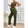 thumbnail image 5 of Taqqpue Women's Waffle Maternity 2 Piece Outfits Set Tank Top Sleeveless V Neck Crop Loose Tee Shirt and Pants Pregnancy Lounge Set, 5 of 6
