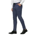 thumbnail image 4 of INSPIRE CHIC Men's Striped Slim Fit Contrast Color Drawstring Dress Pants 38 Navy, 4 of 7