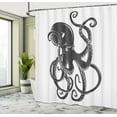 thumbnail image 5 of Ambesonne Black Shower Curtain, Cartoon Octopus in Sea, 69"Wx70"L, Black, 5 of 5