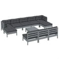 thumbnail image 4 of vidaXL 11 Piece Patio Lounge Set with Cushions Gray Pinewood, 4 of 4