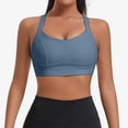 thumbnail image 2 of KHONTS High Impact Sports Bras for Women Racerback Running Bra Workout Crop Tank Tops Longline Sports Push up Bralettes Blue L, 2 of 4