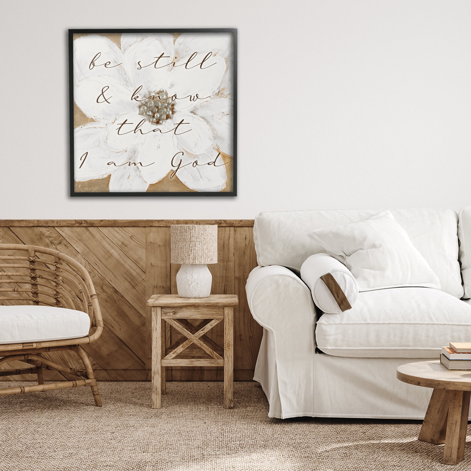 Stupell Industries Be Still with White Magnolia Black Framed Giclee Art, design by Lanie Loreth