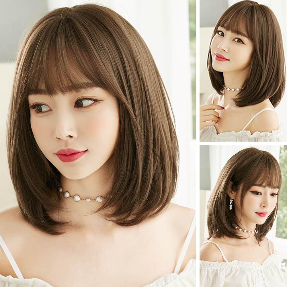 Wig Female Shoulder Length Bangs Long Hair Air Bangs Chemical Fiber Headgear 43cm Walmart Com