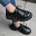 thumbnail image 3 of Rhinestones Sparkly Chunky Platform Casual Walking Shoes for Women Fall Glitter Leather Loafers Fashion Sneakers, 3 of 5
