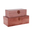thumbnail image 1 of Sagebrook Home S/2 Wood 10/12" Velvet Jewelry Box, Blush, 1 of 3