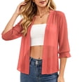 thumbnail image 3 of VBVC Women's Open Front 3/4 Sleeve Sheer Chiffon Cardigan , Ladies' Lightweight Sun Protection Shrug , Casual Beach Cover Up For Women,Pink,S-3XL, 3 of 7