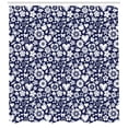 thumbnail image 3 of Ambesonne Navy Shower Curtain, Heart Butterflies Leafs, 69"Wx84"L, Navy Blue and White, 3 of 3