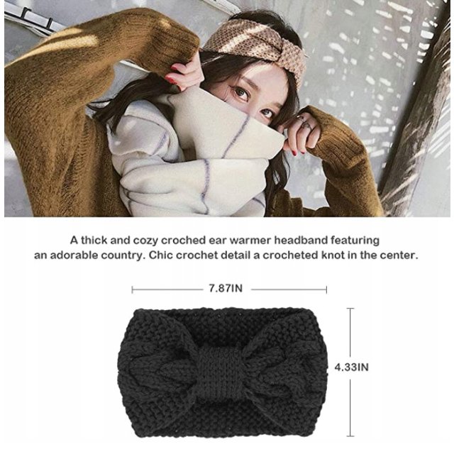 Juego de 4 piezas de accesorios para el cabello de lana de punto Diademas Gorros deportivos gruesos y cálidos (gris oscuro + gris claro + arroz + rojo) == ZefeiWu 8390606386618
