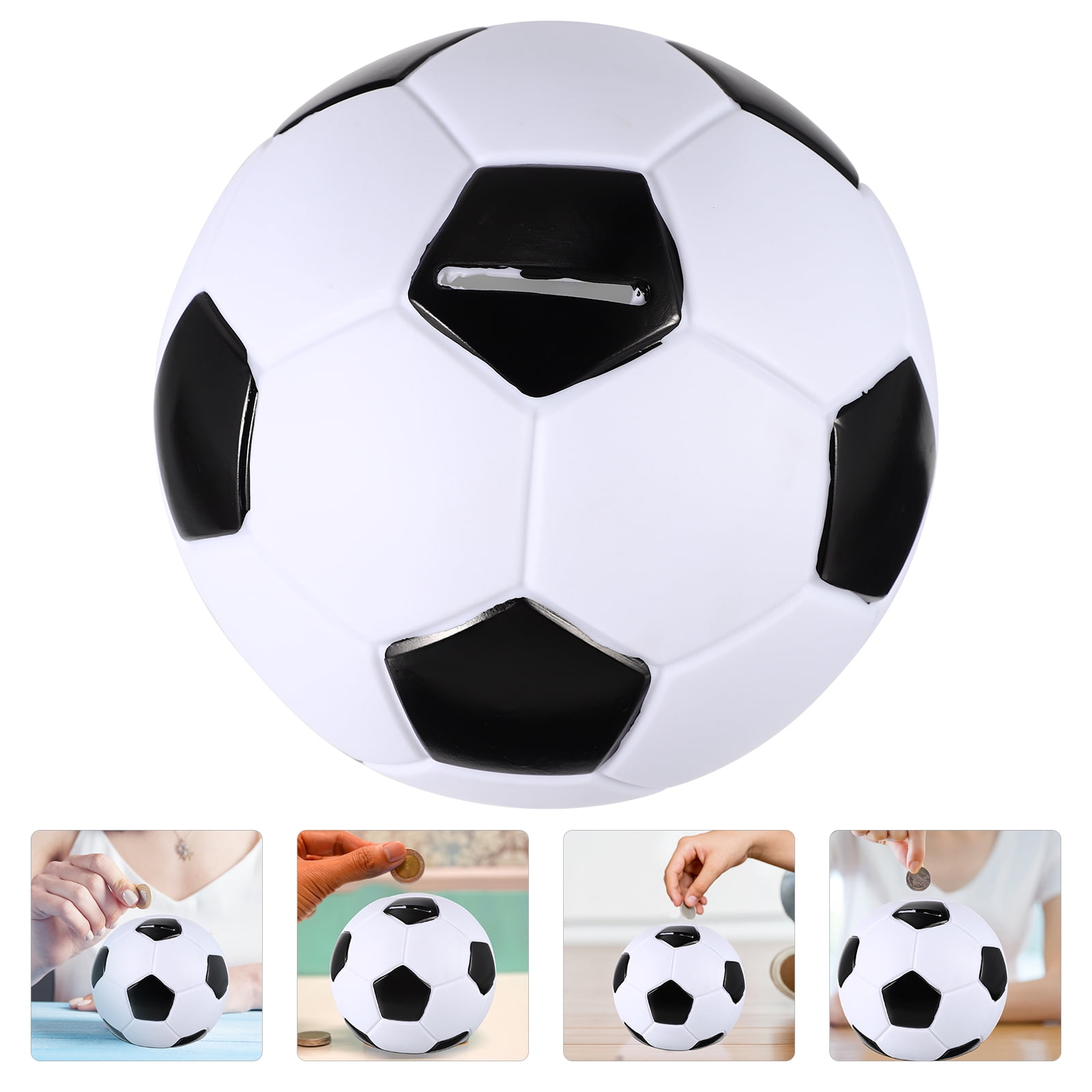 FRCOLOR Football Piggy Bank Soccer Money Bank Cartoon Coin Jar For Kids Sports Themed Adornment,White Home Decor