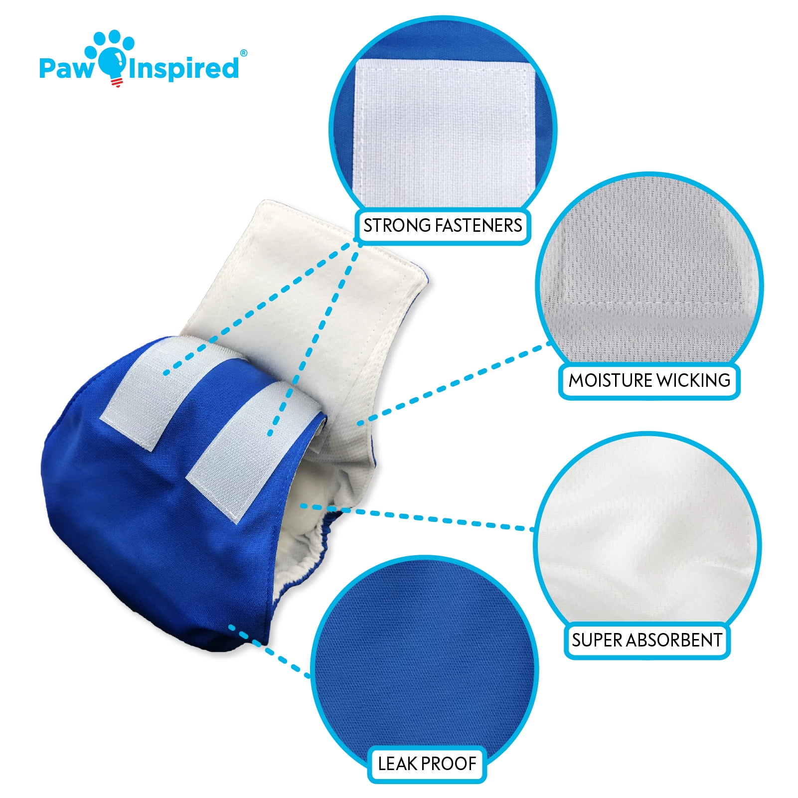 Paw Inspired Reusable Male Dog Diapers, Washable Belly Bands for Male Dogs, Dog Wraps for Incontinence (X-Large (2ct), Assorted (White Lining))